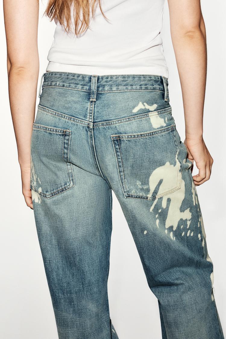 TRF MID-RISE SPLATTER BOYFRIEND JEANS