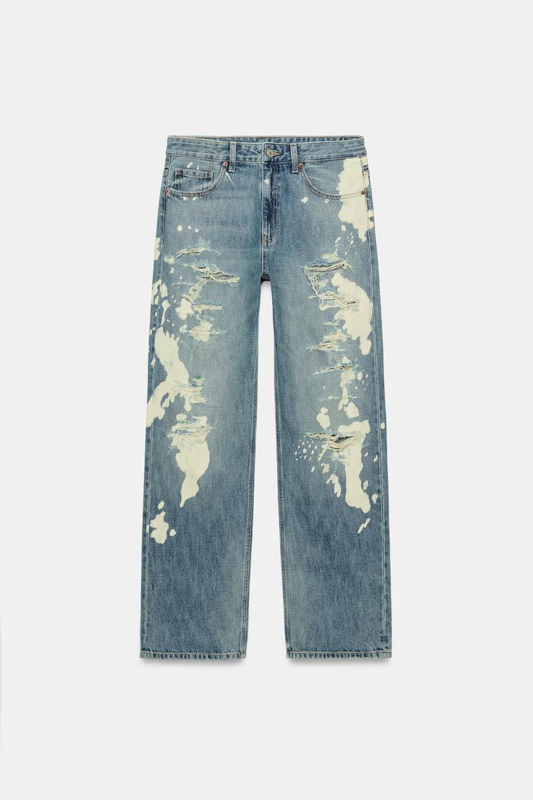 TRF MID-RISE SPLATTER BOYFRIEND JEANS