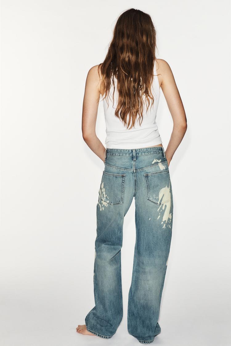 TRF MID-RISE SPLATTER BOYFRIEND JEANS