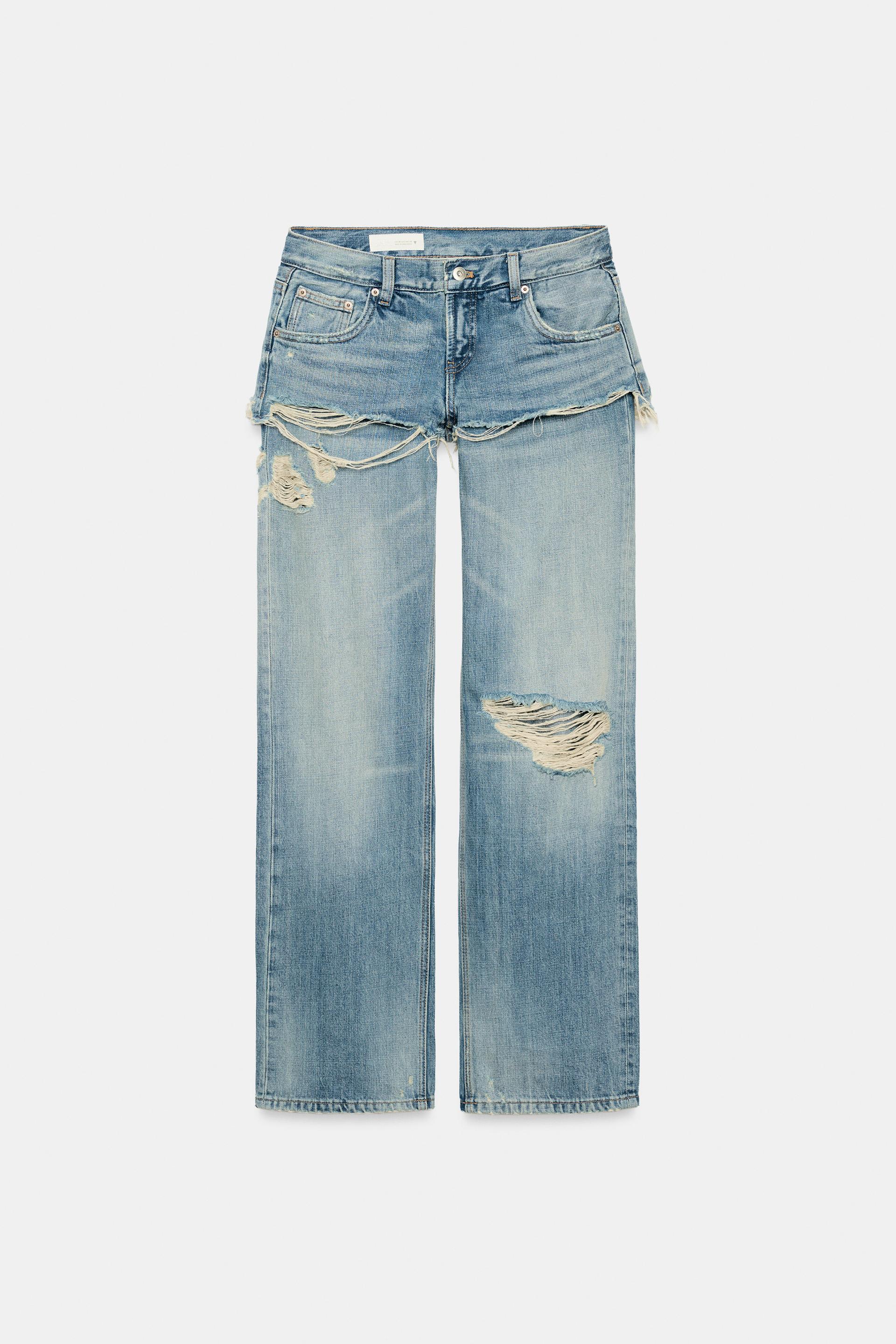 TRF LOW-RISE STRAIGHT JEANS WITH DOUBLE-LAYER EFFECT