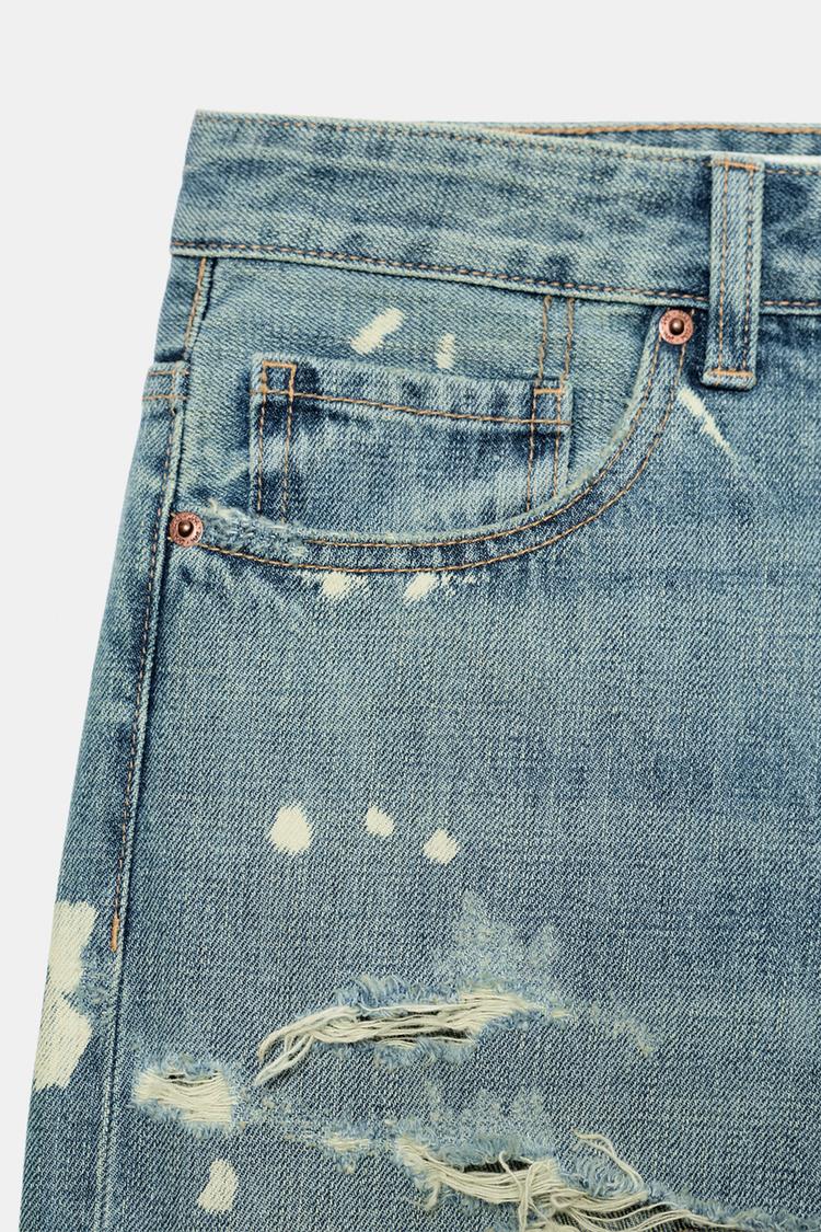 TRF MID-RISE SPLATTER BOYFRIEND JEANS