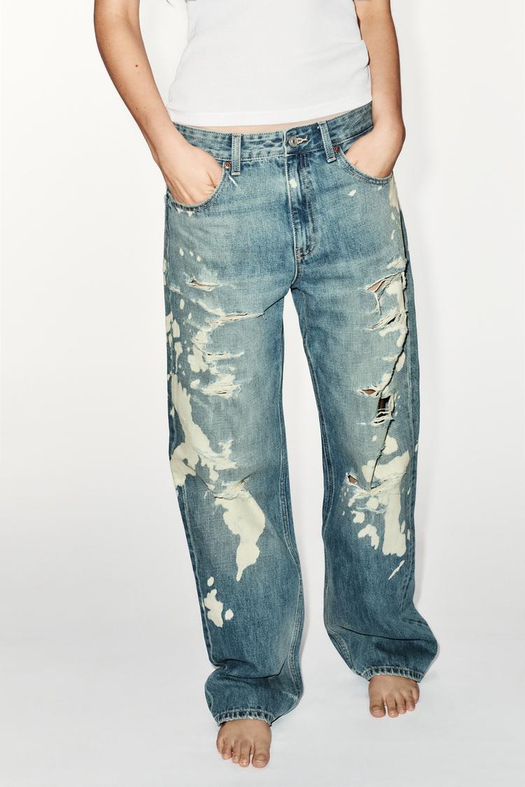 TRF MID-RISE SPLATTER BOYFRIEND JEANS