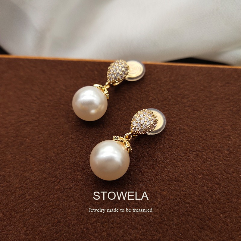 Élan Teardrop Pearl Crystal Clip-On Earrings product image 2
