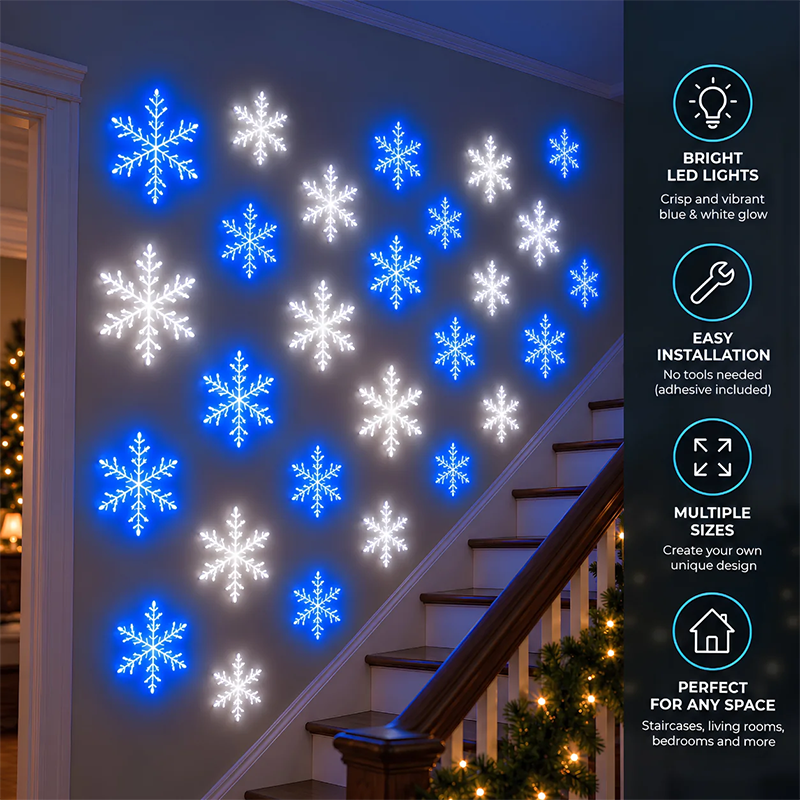 65% OFF ✨ 12-Piece Glowing Snowflake Set • Blue & White Winter Glow ❄️