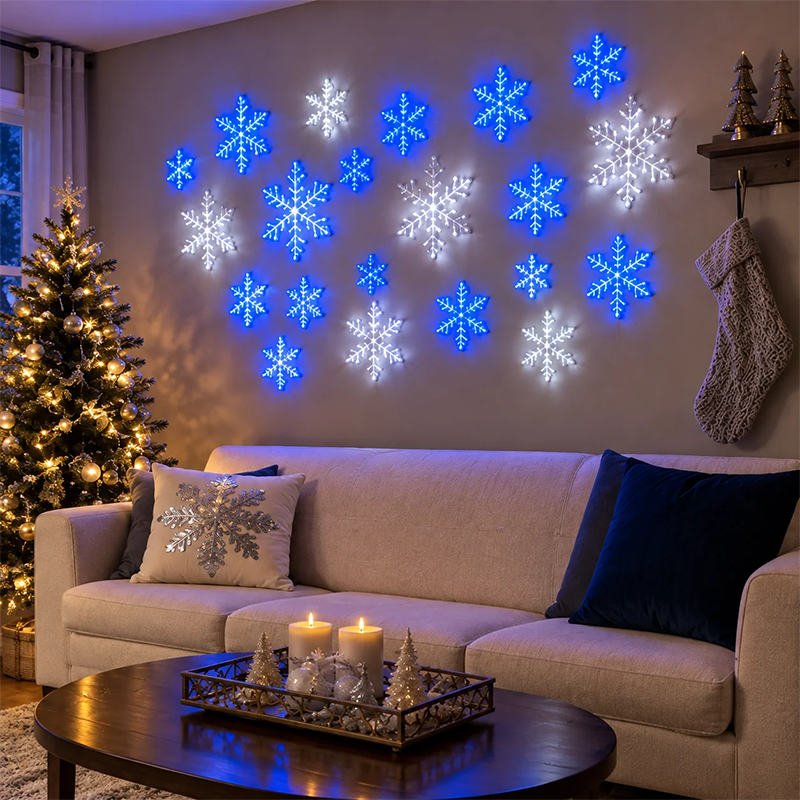 65% OFF ✨ 12-Piece Glowing Snowflake Set • Blue & White Winter Glow ❄️