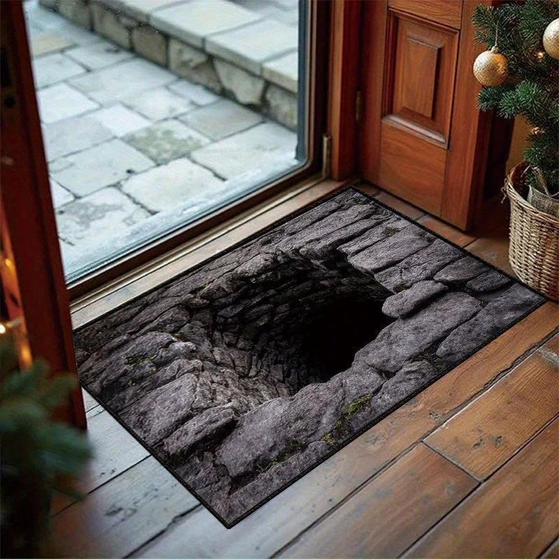 👀 3D Halloween Optical Illusion Door Mat -Spooky Non-Slip Entryway Rug 🎃