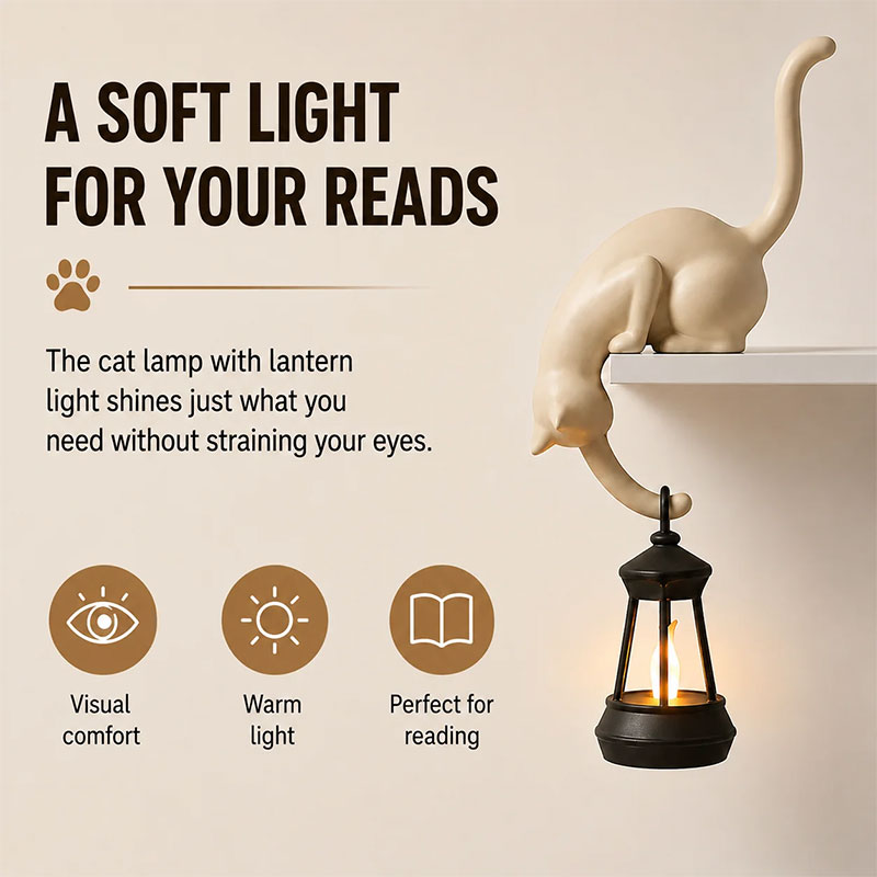🔥 60% OFF – Shelf-Edge Cat Lantern – Cozy Bookshelf Glow 🐈🏮