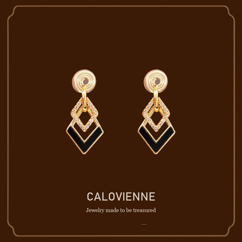 Celeste Diamond-Shaped Geometric Crystal Clip-On Earrings Calovienne cover image