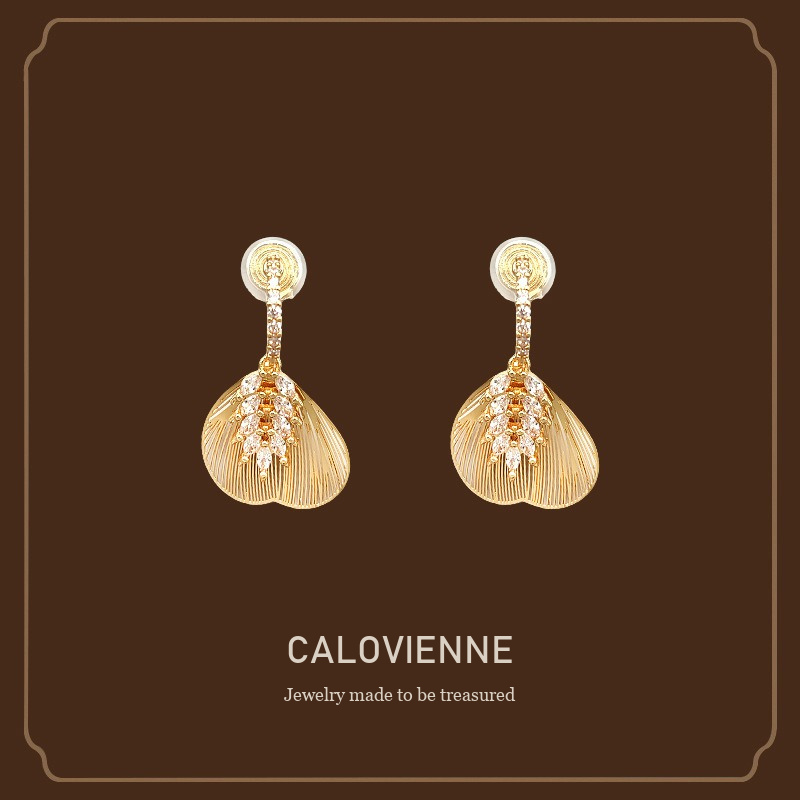 Seren Leaf Clip-On Drop Earrings Calovienne cover image