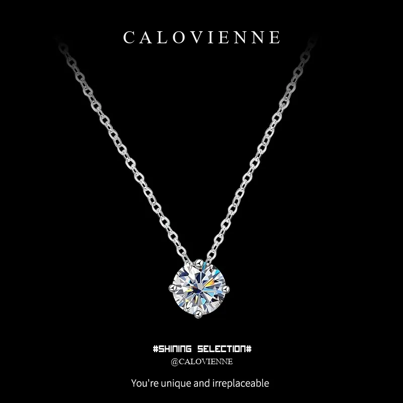 Six-Prong Solitaire Moissanite Necklace product image 1