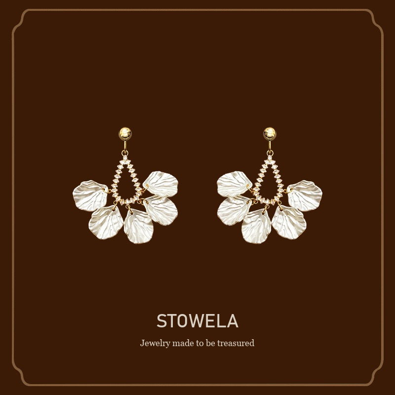 Celeste Teardrop Shell Crystal Clip-On Drop Earrings product image 1