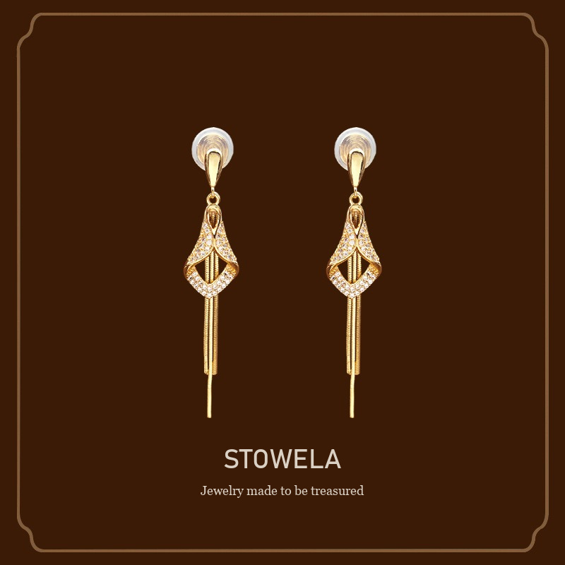 Vesper Tassel Diamond-Shaped Clip-On Drop Earrings product image 1