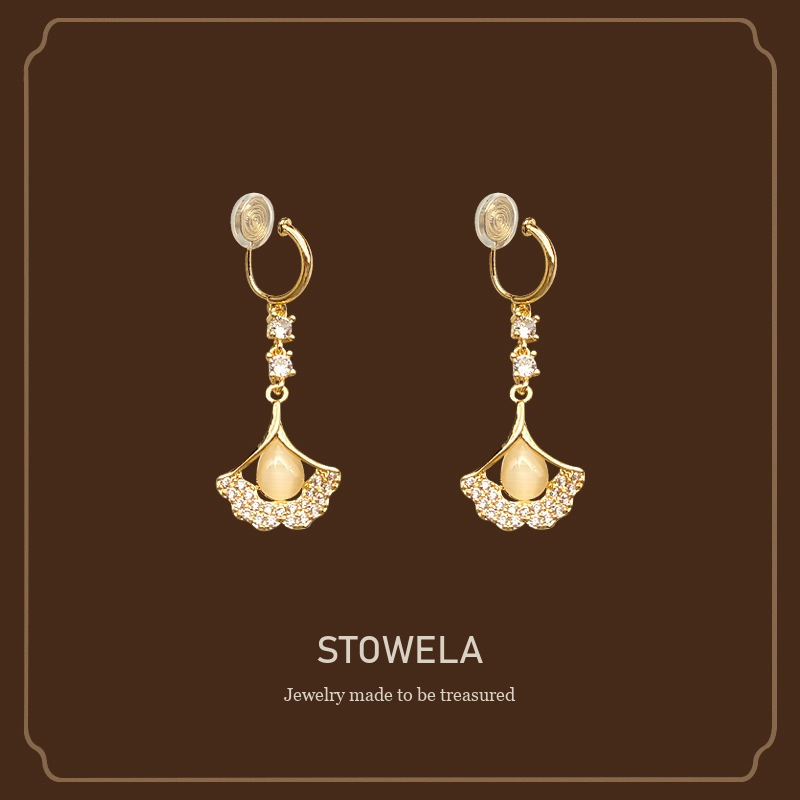 Noelle Fan Crystal Clip-On Drop Earrings product image 1