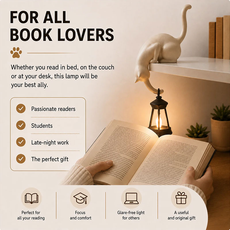 🔥 60% OFF – Shelf-Edge Cat Lantern – Cozy Bookshelf Glow 🐈🏮