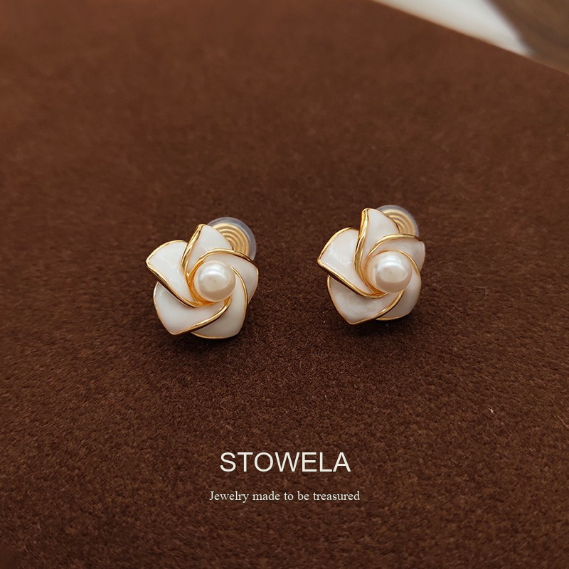 Celeste Camellia Floral Pearl Clip-On Earrings product image 4