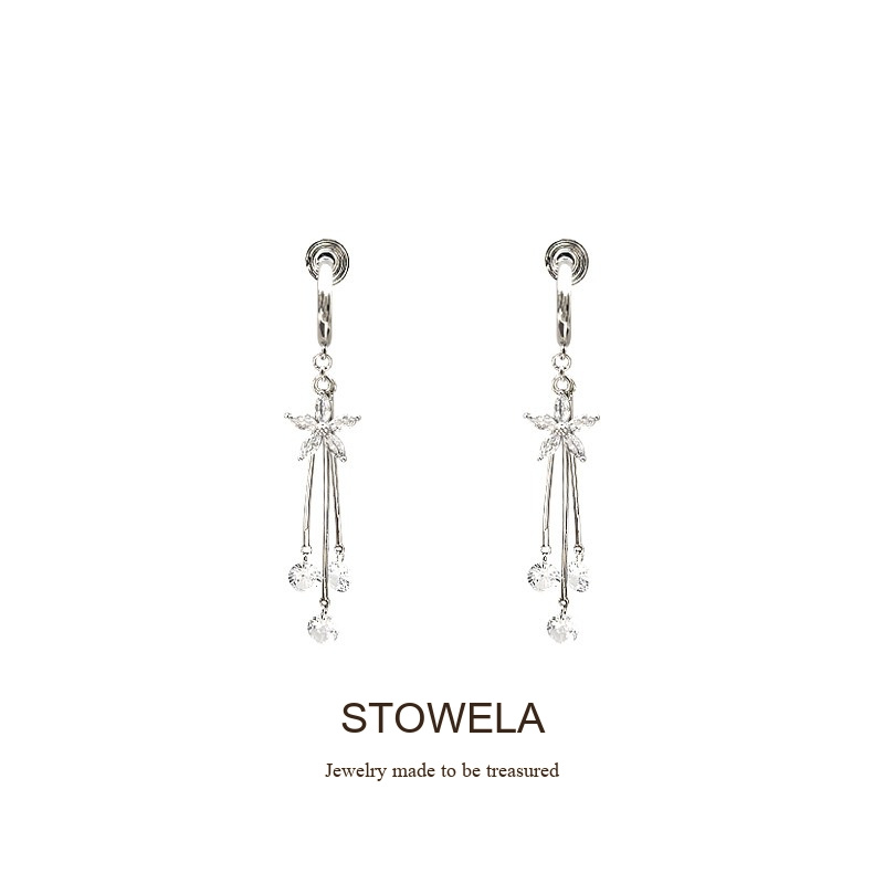 Aurelia Floral Tassel Crystal Clip-On Drop Earrings product image 7