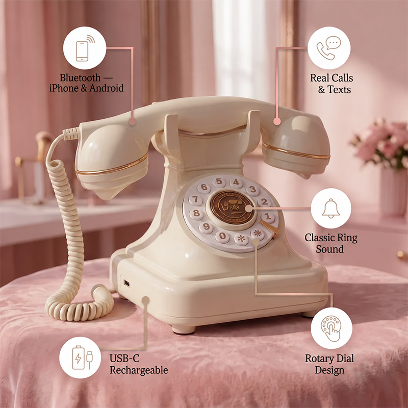 ☎️ Retro Bluetooth Phone – Vintage Style, Modern Calls ✨
