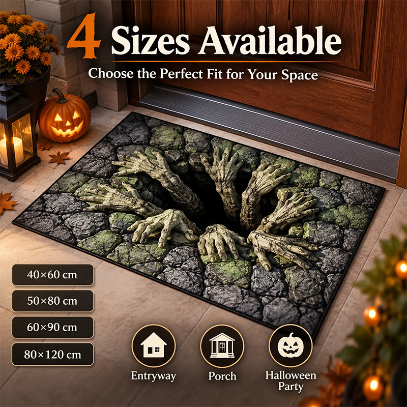 👀 3D Halloween Optical Illusion Door Mat -Spooky Non-Slip Entryway Rug 🎃