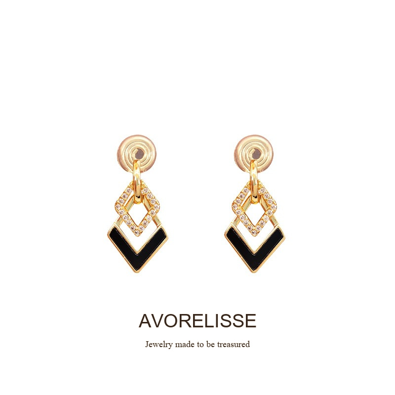 Celeste Diamond-Shaped Geometric Crystal Clip-On Earrings product image 3