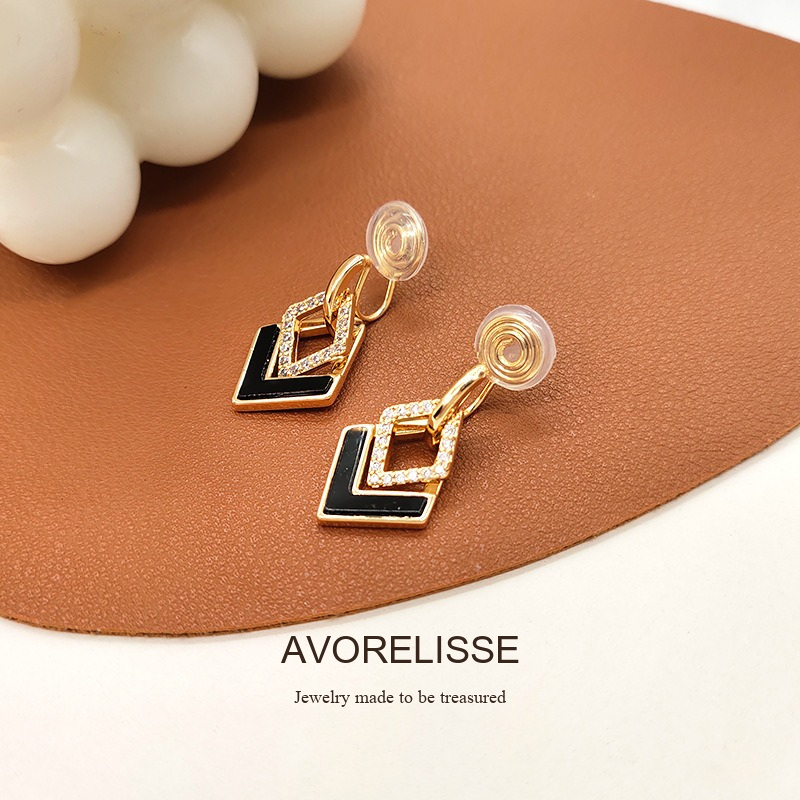 Celeste Diamond-Shaped Geometric Crystal Clip-On Earrings product image 7