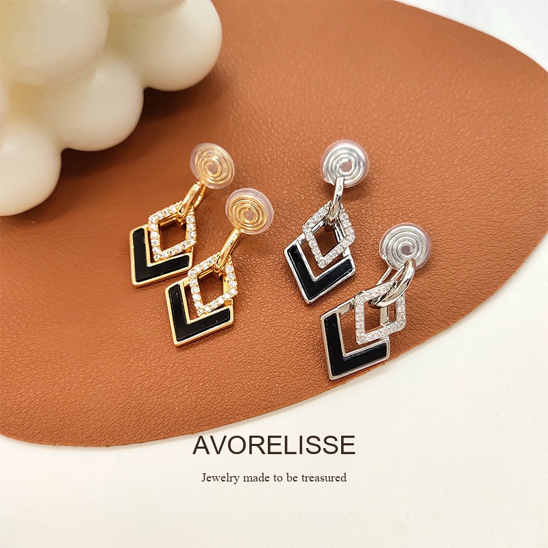 Celeste Diamond-Shaped Geometric Crystal Clip-On Earrings product image 8