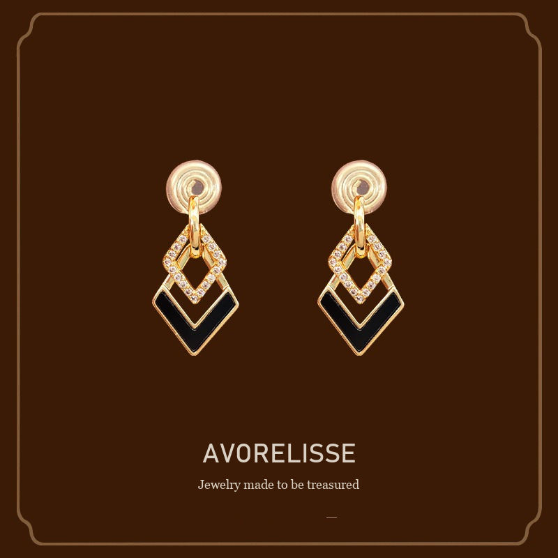 Celeste Diamond-Shaped Geometric Crystal Clip-On Earrings Avorelisse cover image