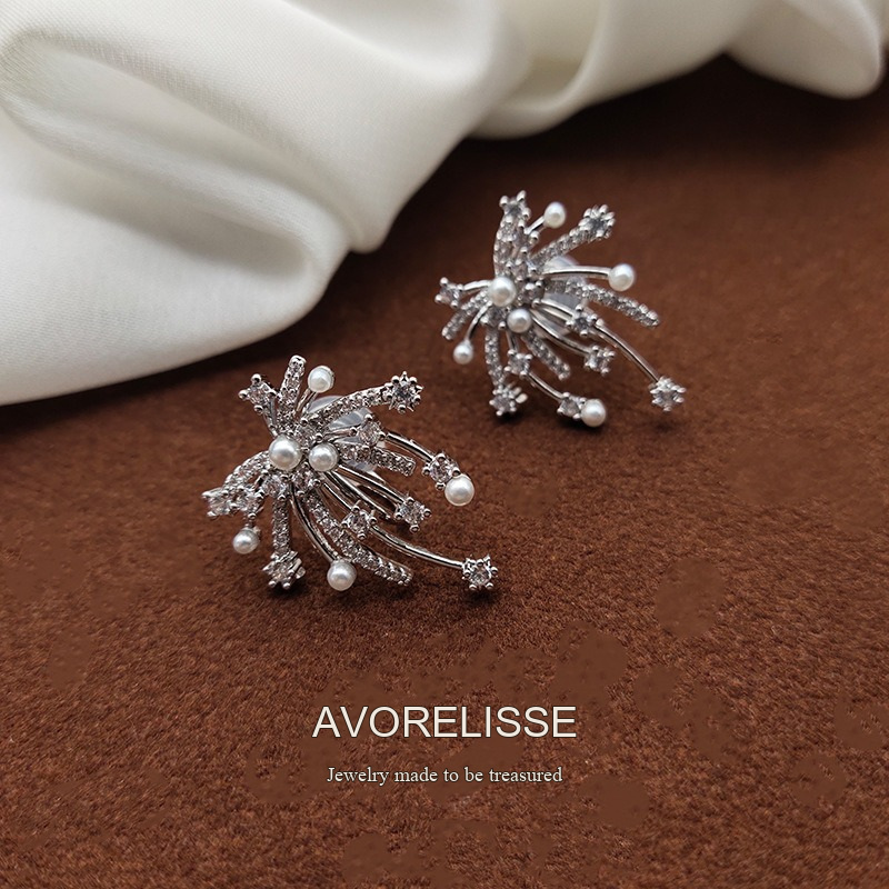 Seren Pearl Crystal Starburst Clip-On Earrings product image 5