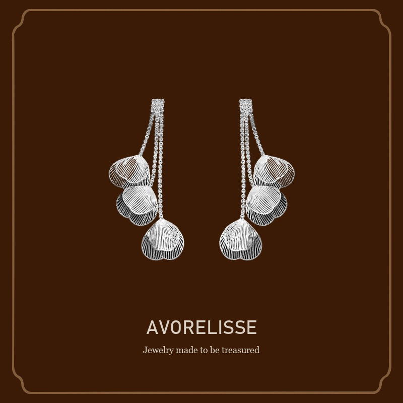 Noelle Petal Tassel Crystal Clip-On Drop Earrings product image 1