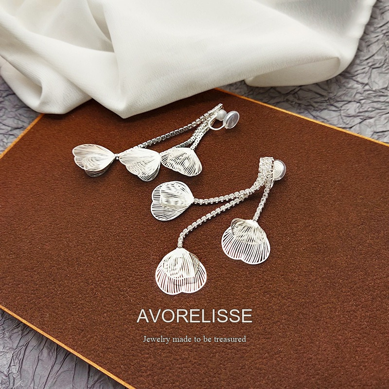 Noelle Petal Tassel Crystal Clip-On Drop Earrings product image 6