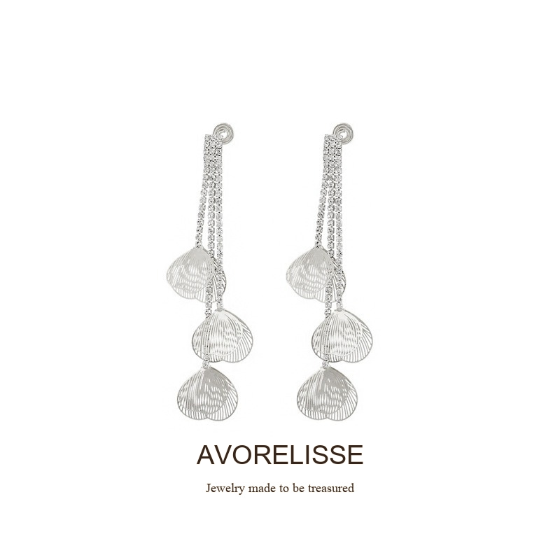 Noelle Petal Tassel Crystal Clip-On Drop Earrings product image 7