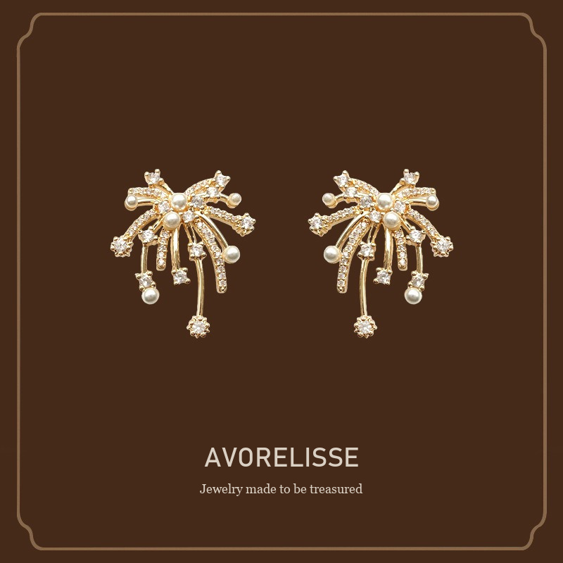 Vesper Pearl Crystal Starburst Stud Earrings Avorelisse cover image