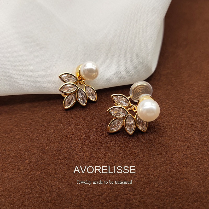 Celeste Leaf Crystal Clip-On Earrings product image 3