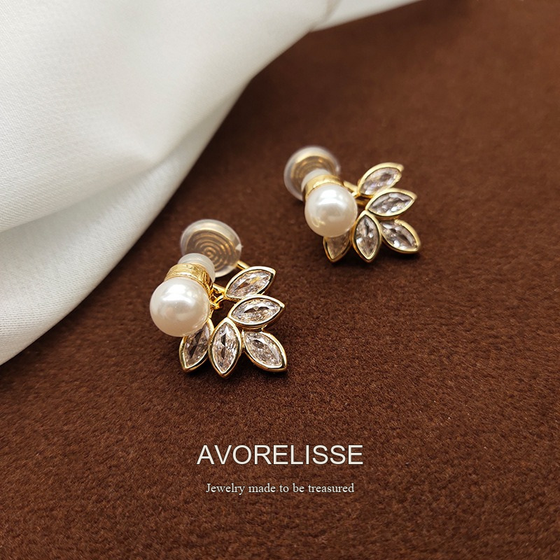Celeste Leaf Crystal Clip-On Earrings product image 6