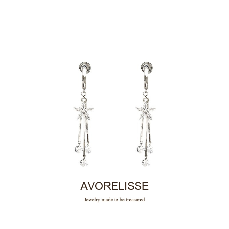 Aurelia Floral Tassel Crystal Clip-On Drop Earrings product image 7