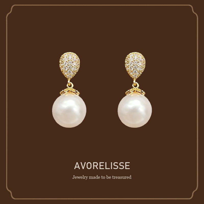Élan Teardrop Pearl Crystal Clip-On Earrings Avorelisse cover image