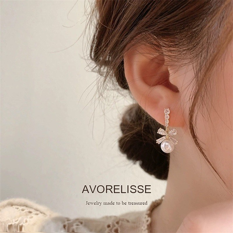 Noelle Bow Butterfly Pearl Clip-On Drop Earrings product image 2