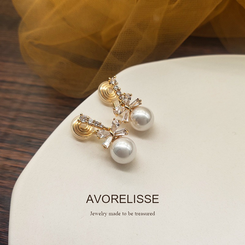 Noelle Bow Butterfly Pearl Clip-On Drop Earrings product image 7
