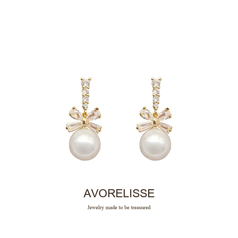 Noelle Bow Butterfly Pearl Clip-On Drop Earrings product image 9