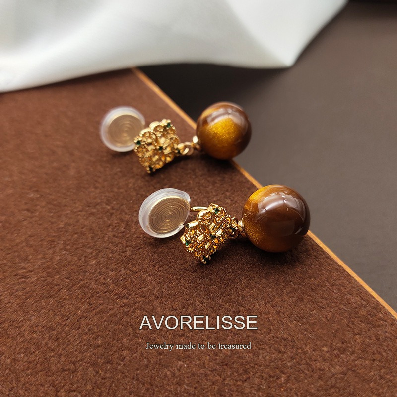 Noelle Tiger-Eye Inspired Clip-On Drop Earrings product image 4