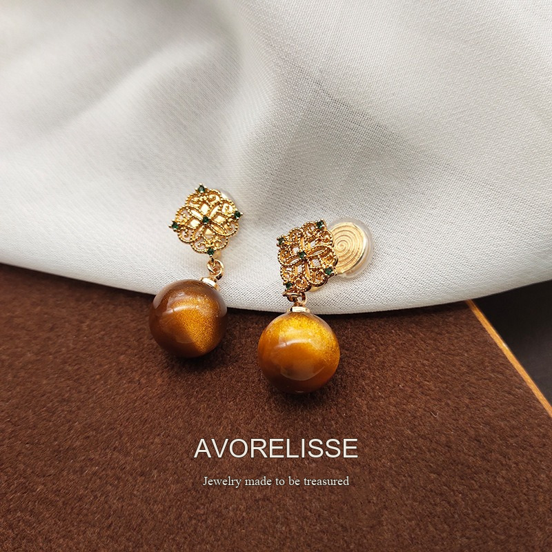 Noelle Tiger-Eye Inspired Clip-On Drop Earrings product image 6