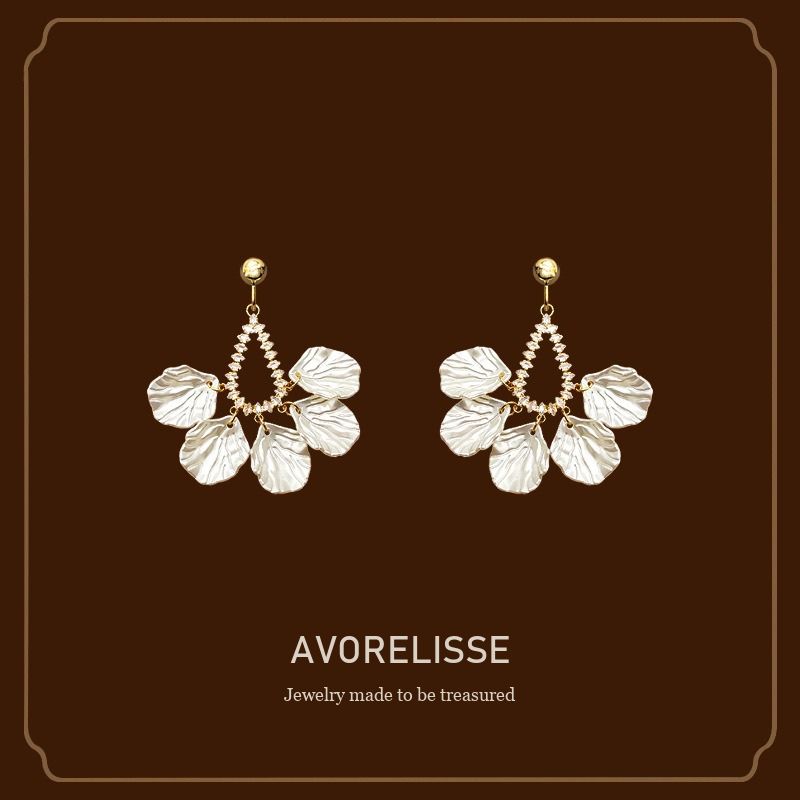 Celeste Teardrop Shell Crystal Clip-On Drop Earrings product image 1