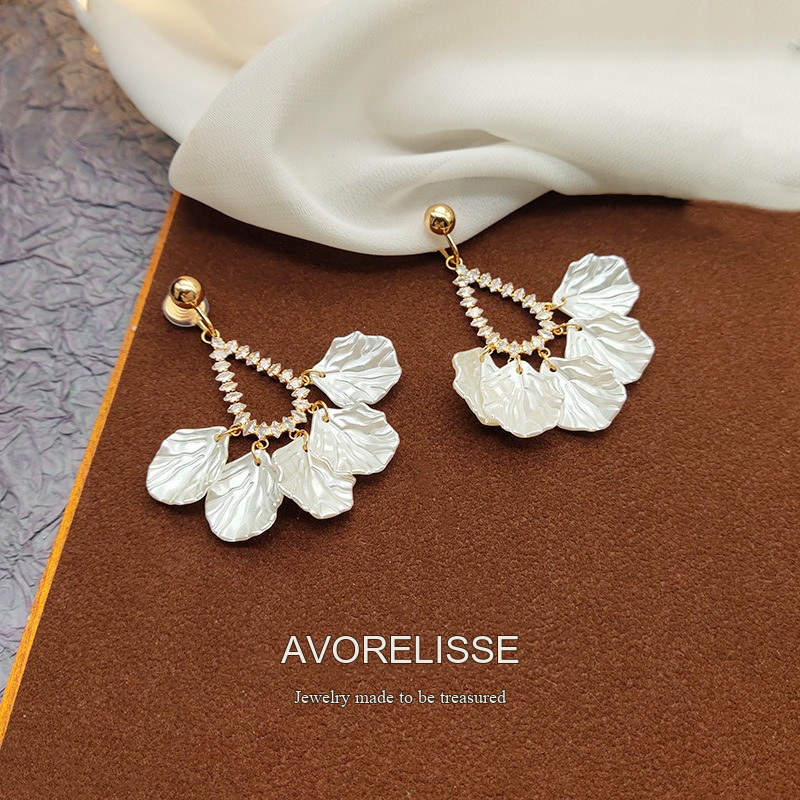 Celeste Teardrop Shell Crystal Clip-On Drop Earrings product image 4