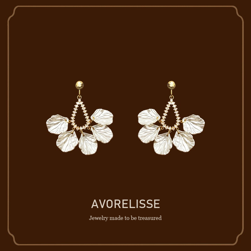 Celeste Teardrop Shell Crystal Clip-On Drop Earrings Avorelisse cover image
