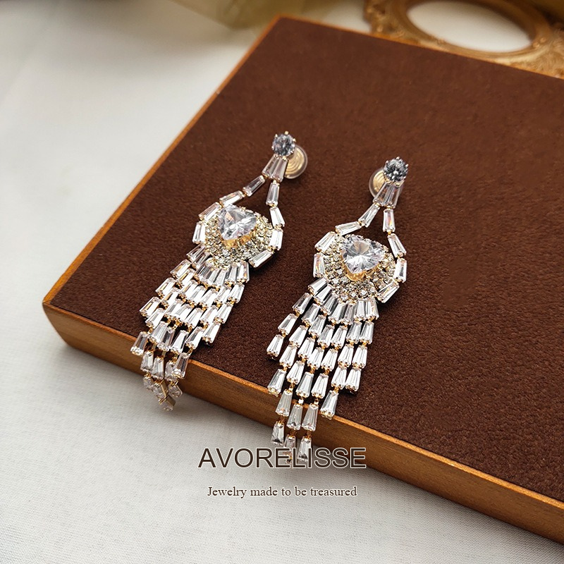 Élan Tassel Crystal Clip-On Drop Earrings product image 6