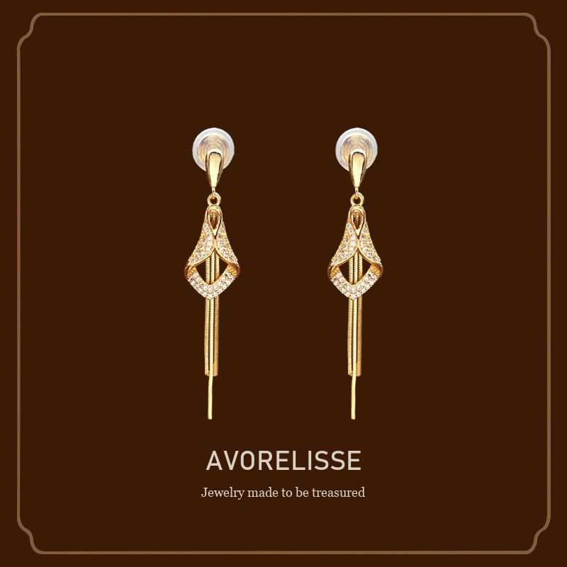 Vesper Tassel Diamond-Shaped Clip-On Drop Earrings Avorelisse cover image