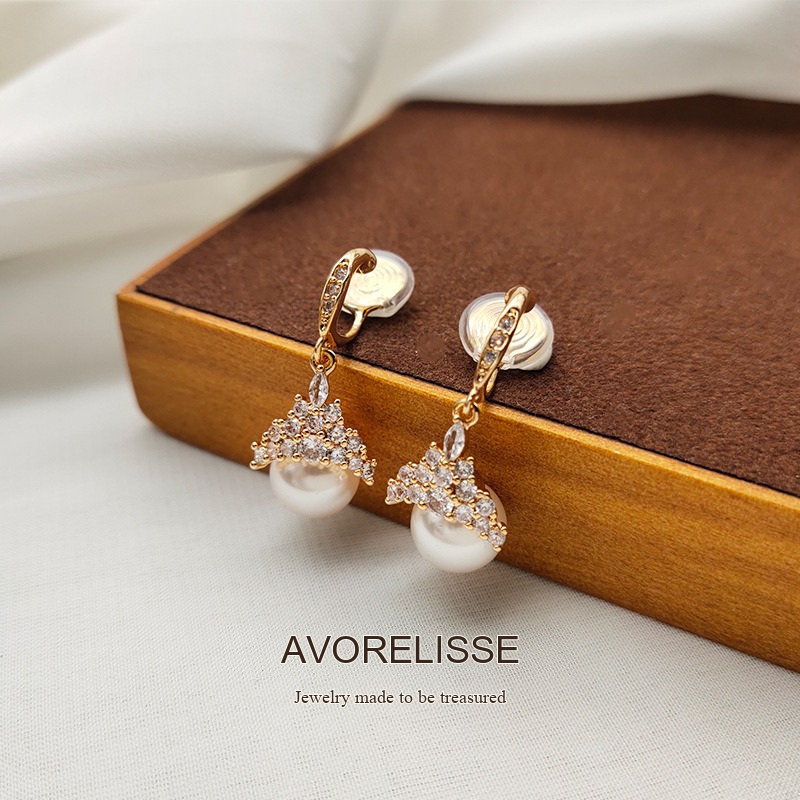 Celeste Pearl Crown Crystal Stud Earrings product image 3