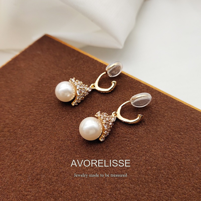 Celeste Pearl Crown Crystal Stud Earrings product image 8