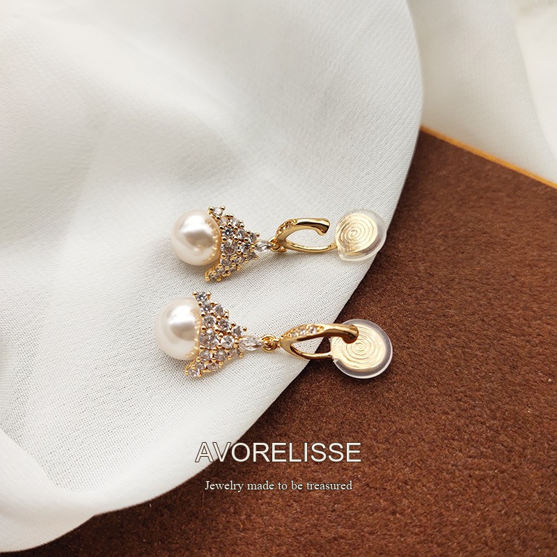 Celeste Pearl Crown Crystal Stud Earrings product image 9