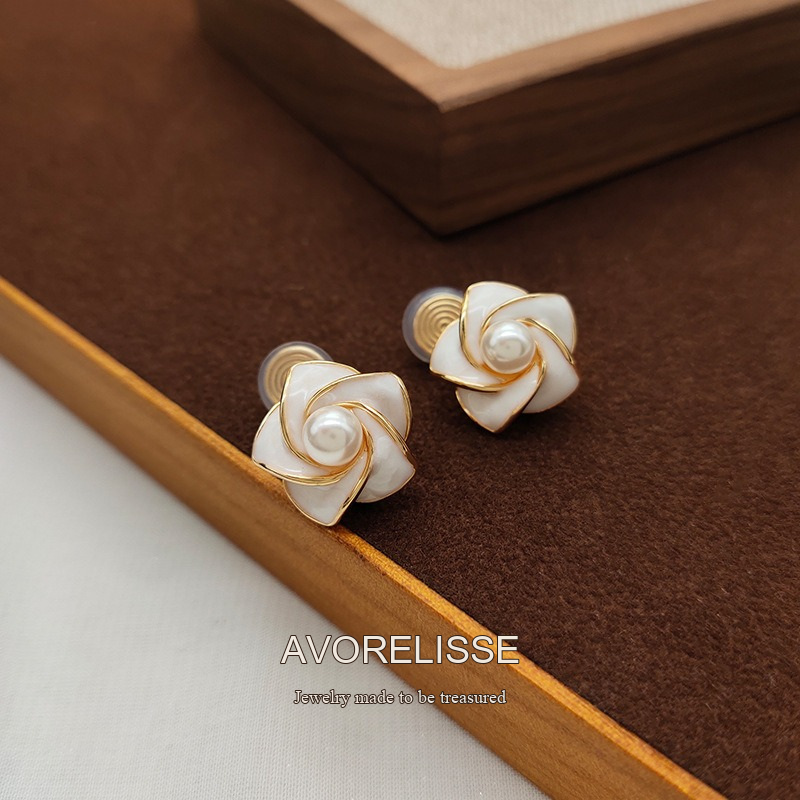 Celeste Camellia Floral Pearl Clip-On Earrings product image 3