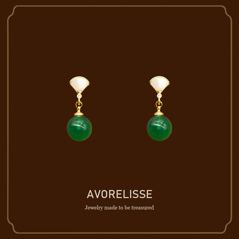 Aurelia Fan Cat-Eye Jade-Inspired Clip-On Earrings product image 1